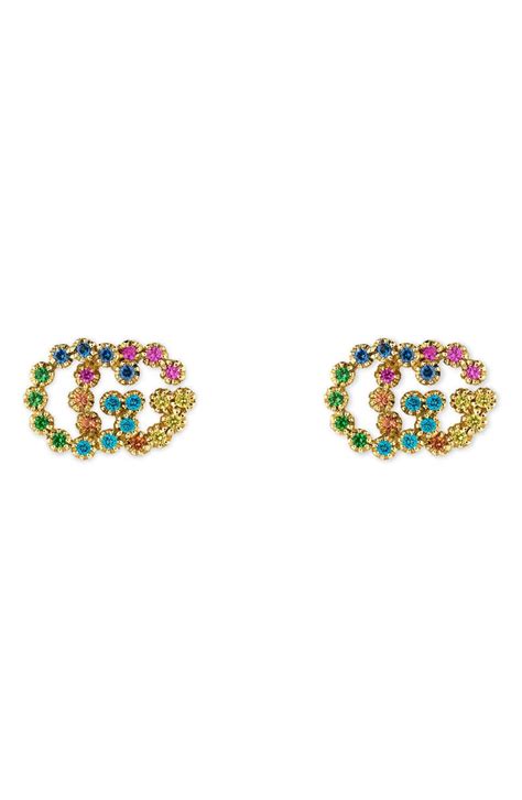 gucci earrings double g|gucci multi stone earrings.